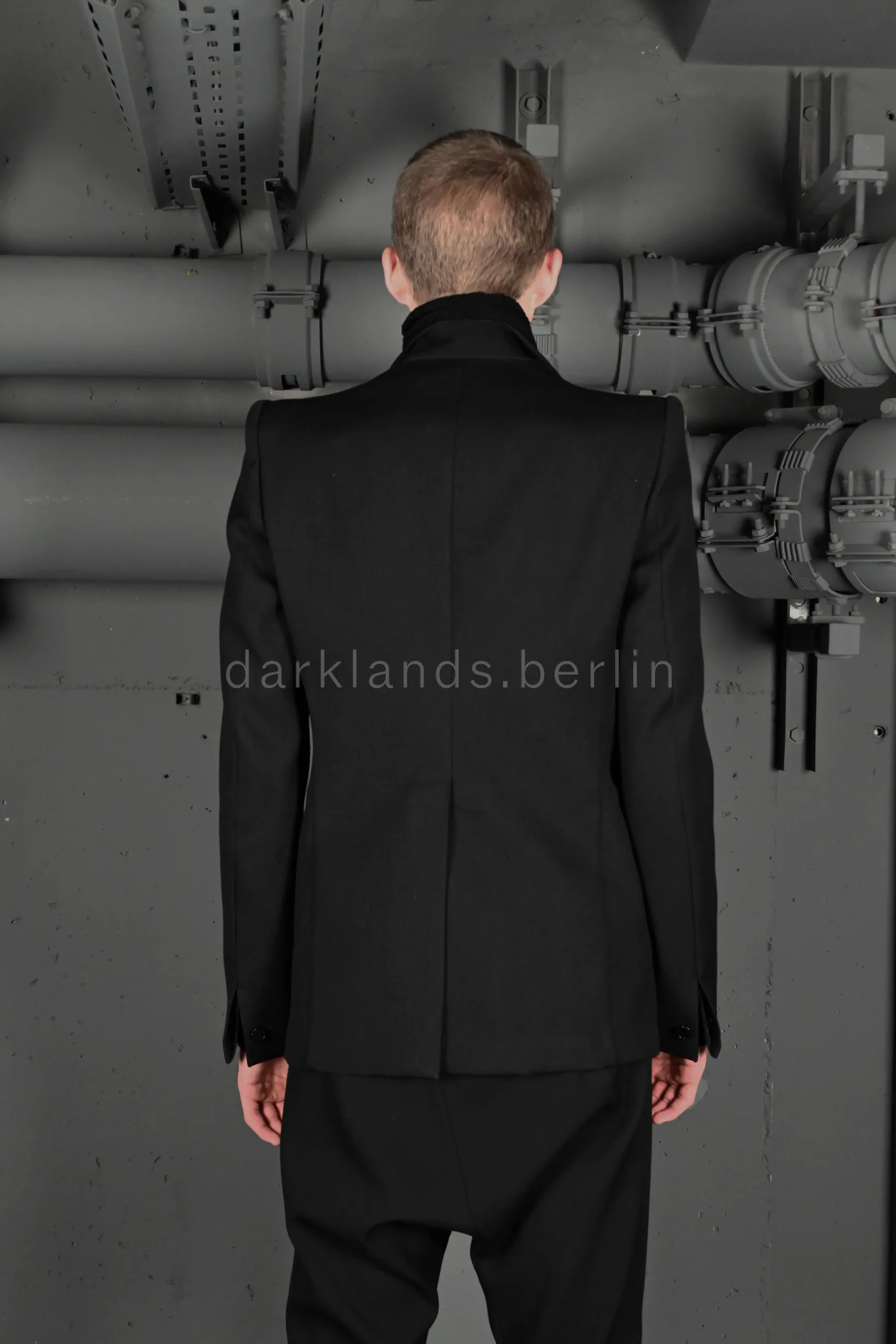 Unlined, White Overlock Standing Collar Jacket | Carol Christian 