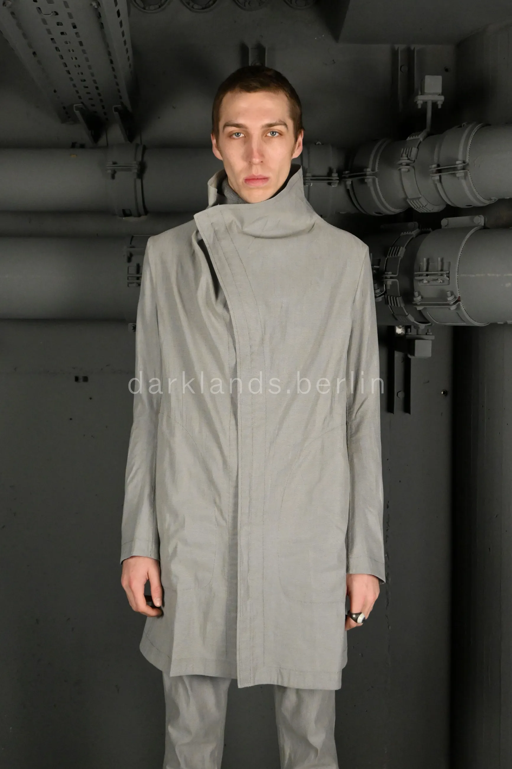 Stirred Chain Seam Prosthetic Elbow Button-Down Collar Parka 