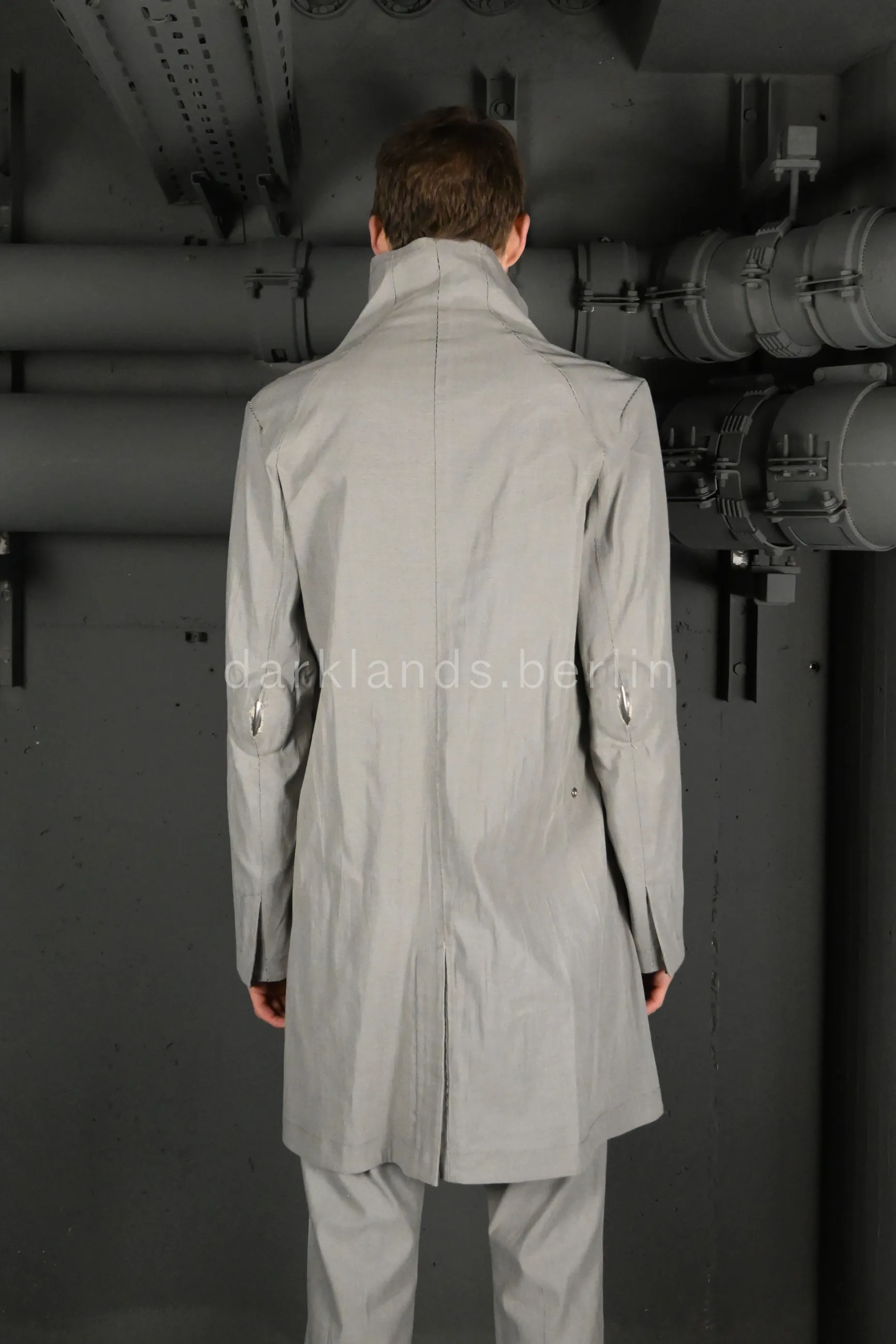 Stirred Chain Seam Prosthetic Elbow Button-Down Collar Parka 